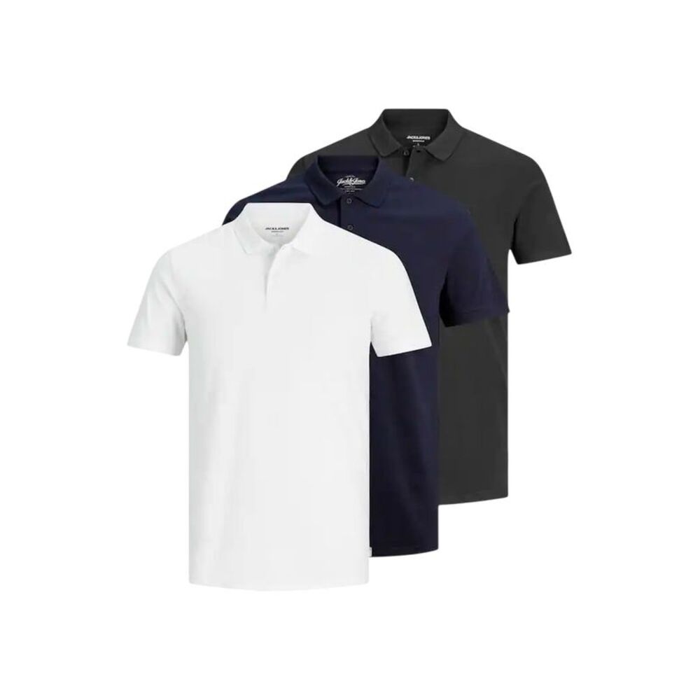 Jack And Jones Mens Basic Short-Sleeved Polo Shirt (Pack of 3) / Navy Blazer/Bla